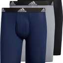 adidas Men's Performance 3-Pack Long Boxer Brief, Underwear Boxer Briefs - 3-Pack Long Men's Underwear Pack (Black/Grey/Collegiate Navy/Performance)