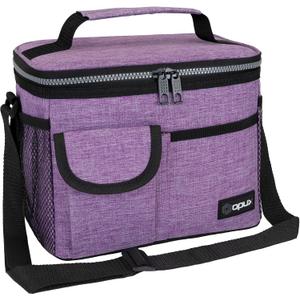 opux Insulated Lunch Bag for Men Women, Leakproof Heather Purple Lunch Box for Work, Portable Soft Lunch Cooler Bag with Shoulder Strap, Adult Lunchbox Lunch Pail for Kid Boy Girl School, 14 Can/8L