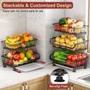Miyawell Fruit Vegetable Storage Basket for Kitchen - 6 Tier Stackable Metal Wire Baskets Cart with Rolling Wheels Utility Fruits Rack Produce Snack Organizer Bins for Pantry Bathroom Laundry Bronze