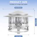KOMCLUB 6 Inch Cone Top Chimney Cap,Round Chimney Cap Chimney Cover Cap Stainless Steel Chimney Cover Outside Roof Silver Fireplace Screen Cover Exterior Stove Pipe Topper Adjustable Roof Cap for Vent