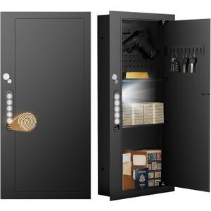 31.5" Fingerprint Wall Safe with Removable Pegboard & Shelves