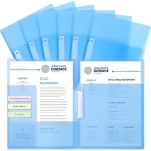 Seajan 6 Pack 3 Pocket File Folders with Clip,Water Proof Material Foldable Design for Easy Review, File Folder for Documents, Report Covers Presentation Folders, Letter Size 12.29.1inch (Blue)