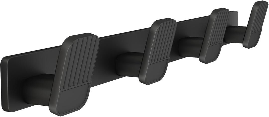 Coat Rack Wall Mount Coat Hooks - Black Hook Rack with 4 Hooks Aluminum Wall Rack Hooks for Hanging Coat Hat Bag Towel Hanger Rustproof Coat Holder (Square 4 Hooks 1 Pack)