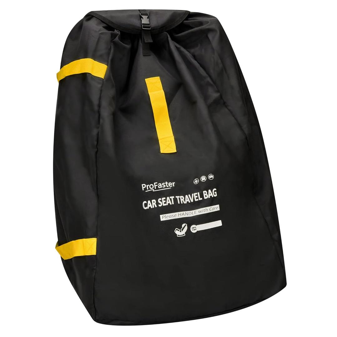 Car Seat Travel Bag Backpack for Air Travel - Karfast Universal Infant Carseat Gate Check Bag Cover for Airplane, Foldable with Pouch, Yellow