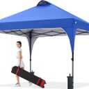 COOSHADE Pop Up Canopy Tent, 10x10 Easy Setup Instant Canopy Sun Shelter Beach Tent, Portable Sports, Blue