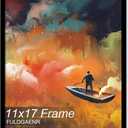 FULDGAENR 11x17 Picture Frame, Black Frames for 11 x 17 Inch Photo Poster Certificate, High Transparency Wall/Tabletop Frame with Horizontal Vertical Display (Black | 11"x17")