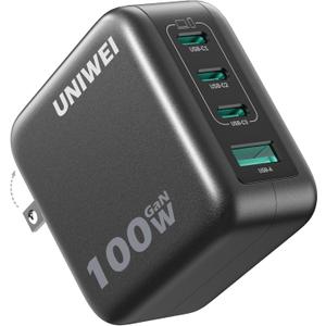 100W USB C Charger Block, 4-Port GaN and Ultra-Compact Wall Adapter, for MacBook, iPhone 17/16 Series, Samsung Galaxy, Pixel, and More