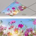 2PCs Magnetic Light Covers for Classroom, School, Home or Office - Decor Filters, 4x2Feet Flower