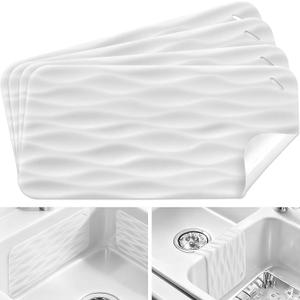 4 Pack Clear Silicone Kitchen Sink Protector Mat, for Ceramic and Smooth-Surface Sinks, 12"x6" - Scratch Resistant, Noise Reducing