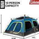 Coleman 10 Person Instant Camping Tent with 1-Minute Setup, Large Family Tent with Pre-Attached Poles, Air Vent, & Carry Bag, Sets Up in About 60 Seconds, PFAS-Free