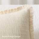 Kevin Textile 14x36 Inch Long Lumbar Pillow Cover 1 Pack Boho Fringe Decorative Rectangle Cushion Case with Tassels Neutral Cotton Woven Textured Farmhouse for Living Room Couch Sofa Bed, Beige