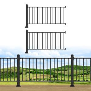 Horizontal Deck Railing Aluminum,42in H x 6ft W,Black,2Post & 2Panel | Matte Black Textured Powder Coat Finish,Compliant with AAMA 2604,for Decks,Porches,Steps & Balconies