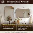 Bathroom Vanity Mirror, 24x36 Matte Black Rectangle Mirror with Scalloped Round Corner, Vintage Asymmetrical Metal Wall Mirror for Entryway, Living Room