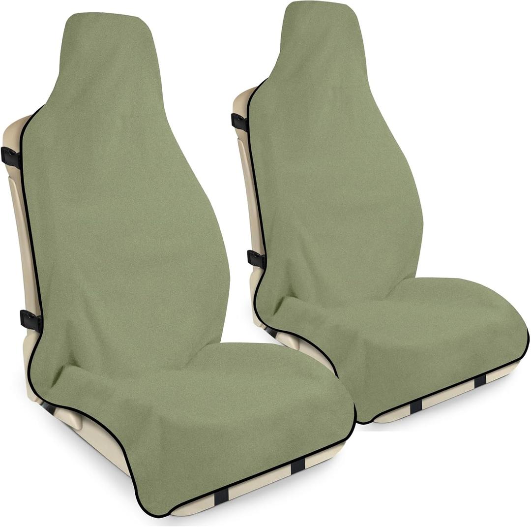 Waterproof Seat Cover Towel, 2PCS Premium Sweat Carseat Protector, Perfect for Universal Anti-Slip Car Truck SUV Seat, Great for Surfing Yoga Gym Workout, Green (2packs)