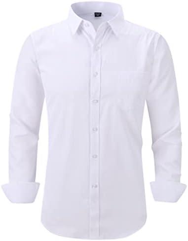 Long Sleeve Dress Shirts for Men - Regular-Fit Casual Button-Down Shirt with Pockets, Size: Small