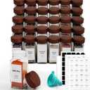 30 Pcs Spice Jars, 4oz Seasoning Containers with Acacia Wood Shaker Lids, Glass Spice Bottles with Labels, Square Seasoning Organizer, Kitchen Spice Container