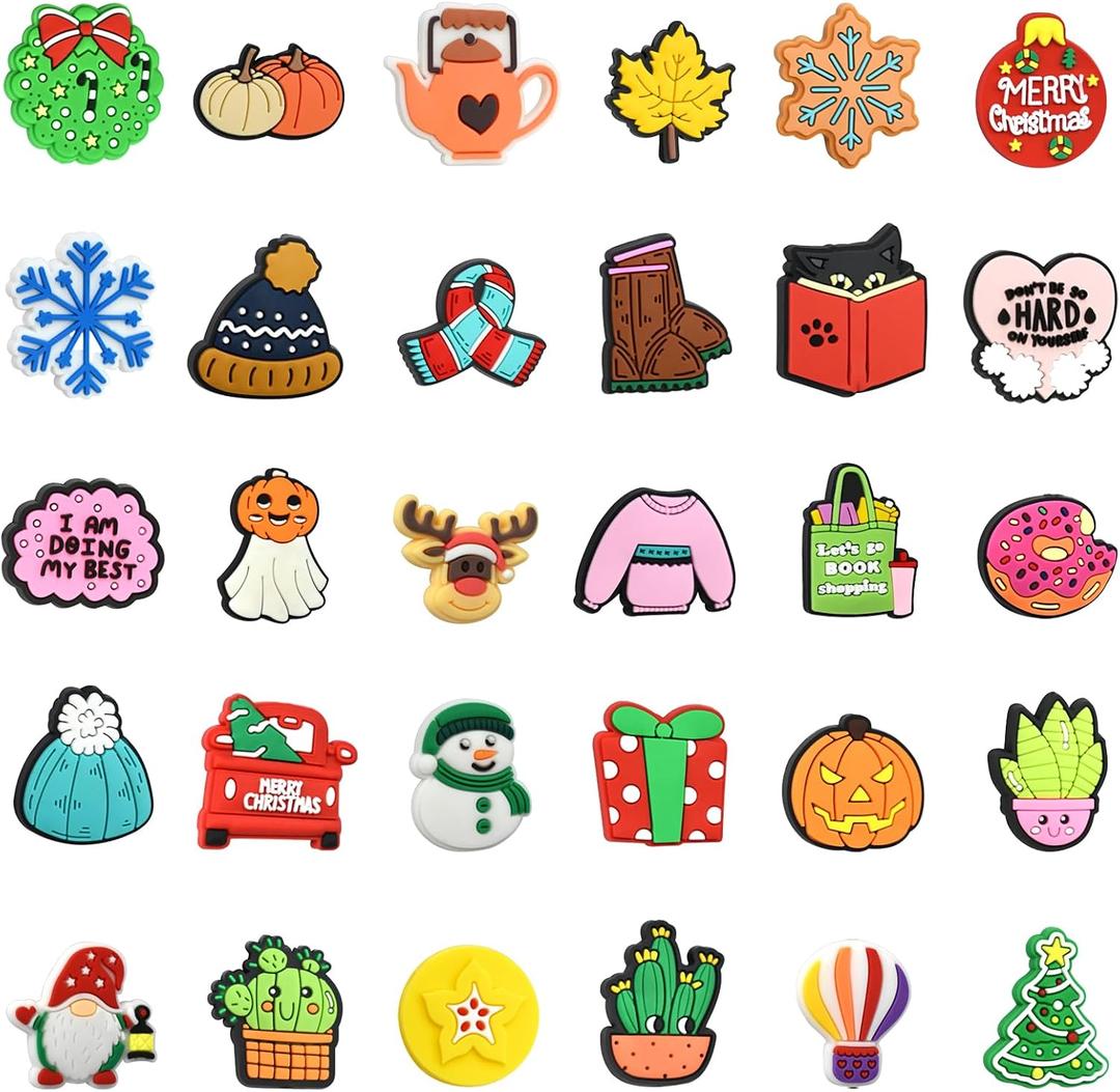 30PCS Silicone Focal Beads for Pens & Keychain Making, Bulk Christmas Halloween Theme Silicone Charms for DIY