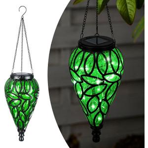 Solar Hanging Lantern Outdoor Lights, Tear-Shaped 15 LEDs Cool White Hanging Lights with S Hooks Decor in Garden, Yard, Pathway, Front Door and Landscape