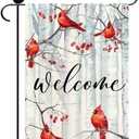 PIPISASA Welcome Winter Cardinal Holiday Christmas Garden Flag for Outside Pine Trees Red Cardinal Birds Seasonal Flag 12x18 Double Sided Farmhouse Small Yard Flags for Outdoor Yard Lawn Decoration 4 PACK