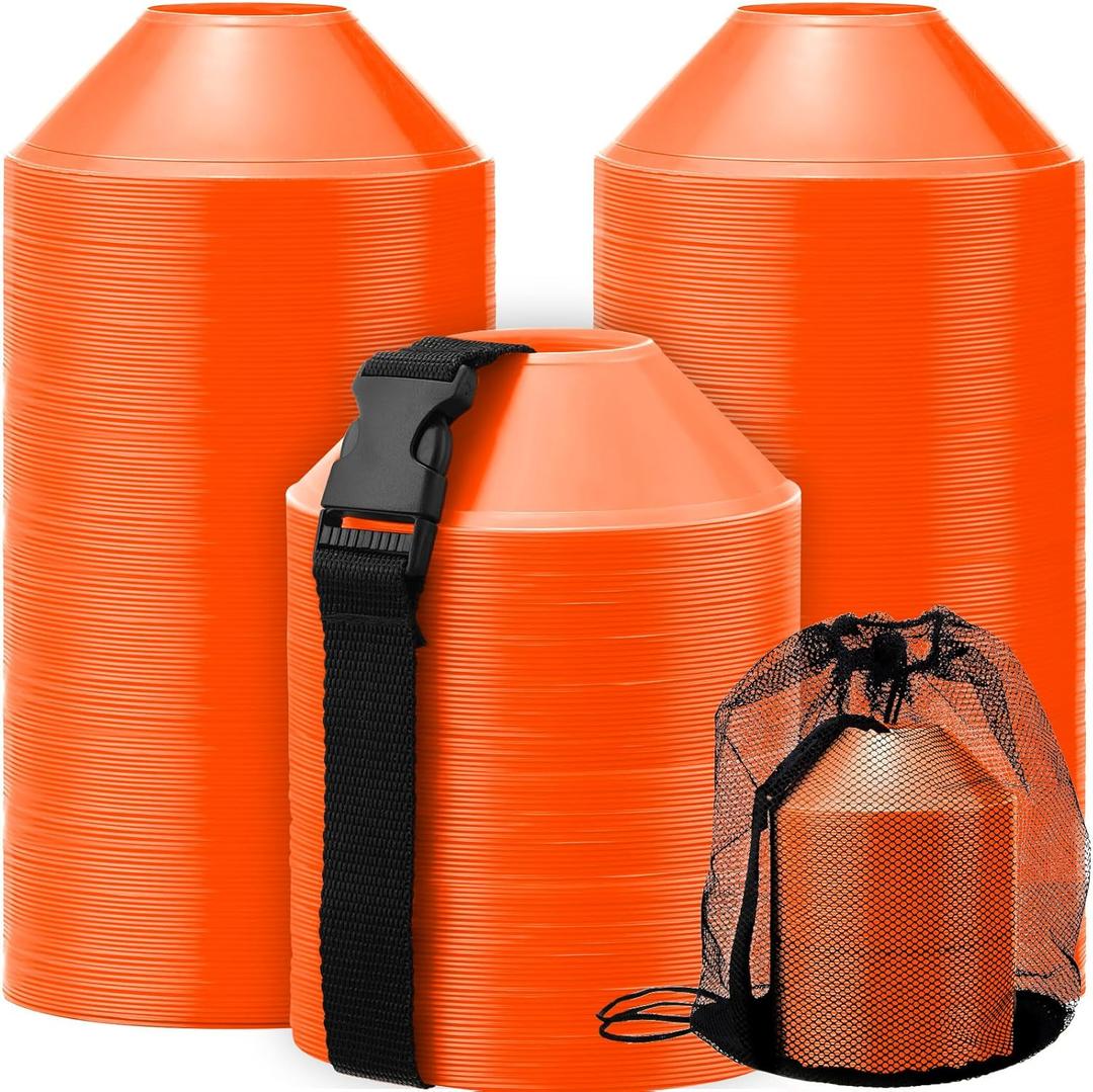 Hanaive 100 Pieces Mini Soccer Cones for Sport Drills 5 Inch Agility Disc Cones with Accessories for Kids Football Training (Orange)