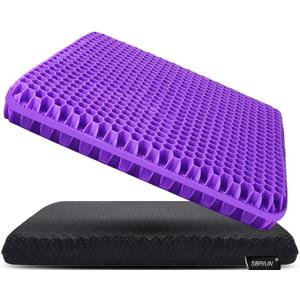 Gel Seat Cushion Pillow for Long Sitting – Office Chair Car Egg Seat Cushion with Non-Slip Cover for Back, Coccyx & Tailbone Pain Relief Pad - Pressure Reducing Honeycomb Designed for Comfort