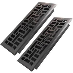 Howeall 4x12 Inches 2 Pack Heavy Duty Walkable Floor Register Easy Adjust Air Supply Lever Floor Vents - Seattle Design - Vent Cover for Home Floor - Oil Rubbed Bronze