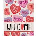 5 x Artofy Welcome Valentines Day Small Decorative Garden Flag, Pink Red Candy Love Hearts Romantic Kids Yard Outside Decor, Anniversary School Classroom Burlap Outdoor Home Decoration Double Sided 12x18