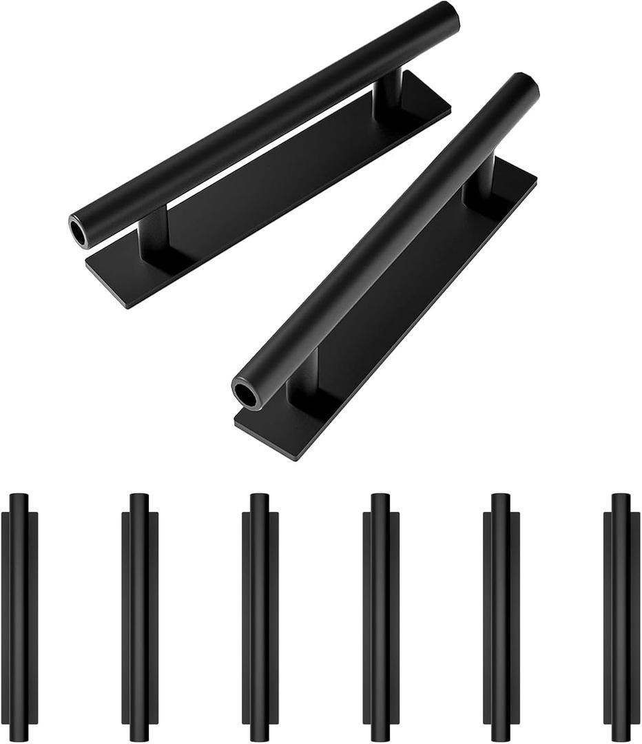 kwa heri Self-Stick Push Pull Helper Black Hidden Cabinet Handles ABS Plastic Door Window Wardrobe Instant Cabinet Drawer Furniture Handles (Black, Pack, 8)