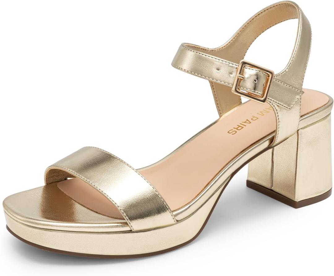 DREAM PAIRS Women's Platform Heels Block Chunky Open Toe Ankle Strap Heel Fashion Wedding Party Dress Sandals Shoes, Size 9