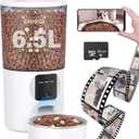 Automatic Cat Feeder with Camera and App, 6.5L 1080P HD Timed Pet Feeder, Automatic Dog Feeder with 2-Way Audio for Cats/Small Dogs, Cat Food Dispenser with Night Vision/Motion Alerts, WiFi 2.4G/5G