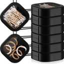 Kathfly 6 Pcs Hair Tie Container Dispenser Organizer Hair Tie Holder Travel Portable Bobby Pin Holder Cotton Swabs Dispenser Women Bathroom Storage Accessory Travel Essentials(Black)
