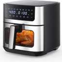 NEWBULIG Air Fryer 6.34QT Airfryer with Visible Window 400℉ Fast Heating Stainless Steel Air Fryers Oven with Nonstick and Dishwasher-Safe Basket 8-in-1 Cooking Preset with Timer Auto-Off, 6.34 Quarts
