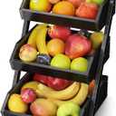 Bamboo Fruit Basket l 3 Tiered Design l Large Capacity l Multipurpose Functionality for Convenient Fruit l Vegetable Storage on Your Countertop l Black
