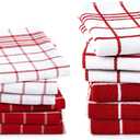 Encasa XO Kitchen Towels and Dishcloths Sets | Cotton Hand Towel | Multipurpose, Highly Absorbent Cleaning, and Reusable | 28"x18" | Pack of 12 - Red Combo