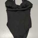CUPSHE Women's One Piece Swimsuit Wide Straps V Neck Ruched Textured Ribbed Twist Back.Size L