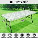 Smiry Rectangle Table Cloth Cover, Waterproof Elastic Fitted Picnic Tablecloth for 8 Foot Tables, Wipeable Flannel Backed Vinyl Tablecloths for Camping, Dining, Outdoor (Teal & White, 30" x 96")