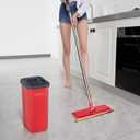 BOSHENG Mop and Bucket with Wringer Set, Flat Mop and Bucket, Squeeze Floor Mop with 3 Washable Microfiber Mops, Wet and Dry Use, Household Cleaning Tools, for Hardwood Floor, Laminate, Tile