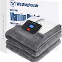 Westinghouse Twin Size Heated Blanket, Electric Blanket Twin with 10 Heating Levels and 1-12 Hours Auto-Off, Flannel to Sherpa Reversible, Flower Jacquard Heated Blanket, 62 x 84 inch, Grey