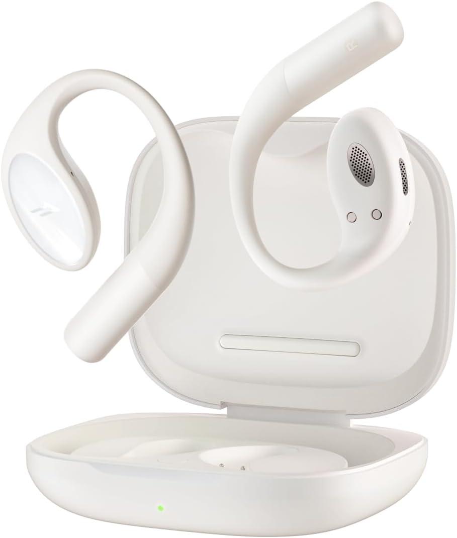 1MORE S51 Open Ear Headphones - Lightweight Secure Fit, Open Ear Earbuds Wireless Bluetooth, 40H Playtime, Bass More+, IPX5 Waterproof, Clear Calls, Game Mode (White)