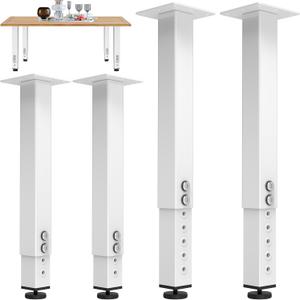 4PCS Adjustable Square Table Leg (14-24inch)Metal Desk Legs, Home Office DIY Furniture Leg Set for Tables, DIY desks, Counter Tops, Kitchen Tables, Office Desk(White)