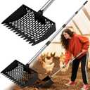 Chicken Poop Scooper & Rake 2-in-1, 4 in 1 Stainless Steel Handle Chicken Coop Pooper Shovel (23 to 62"), Suitable for Animal Sheds, Garbage Shovel with Adjustable Angle, Scooper Sand Sifting Shovel