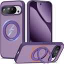 Compatible with Google Pixel 9 Pro XL/Pixel 10 Pro XL Case with 360 Magnetic Ring Stand [Compatible with Mag-Safe] Shockproof Translucent Phone Case 6.8" for Women Men, Purple