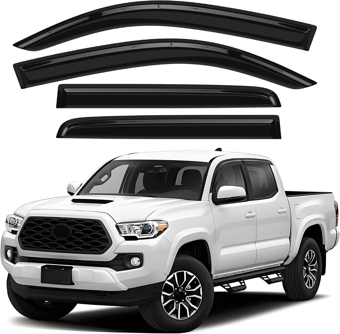 4Pcs Window Rain Guards Outside Tape-On Mount Vent Deflectors Visors