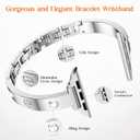 Mosonio Slim Bracelet Band with Sparkly Accents Compatible with Apple Watch Bands 46mm 45mm 44mm 49mm 42mm(Series 3 2 1)/ 38mm 40mm 41mm 42mm(Series 11 10) for Women, Stylish Adjustable Link Thin Metal Strap for iwatch Ultra Series 11 10 9 8 7 6 5 4 SE 3 2 1 (Silver)