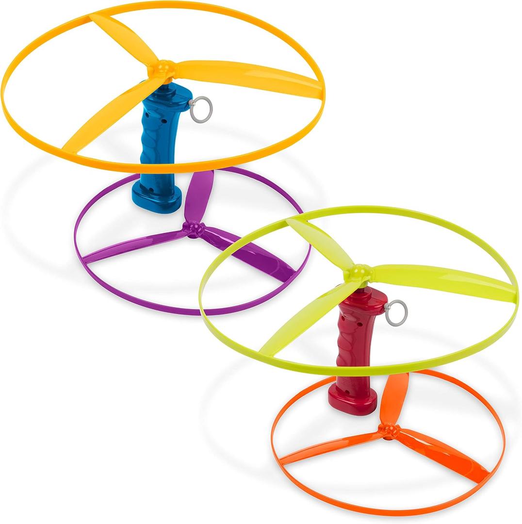 Battat Flying Disc Toy 2 Launchers & 4 Discs Helicopter Playset Outdoor Toys for Summer 3+ Years Skyrocopter