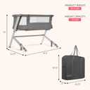 Dream On Me Skylar Bassinet and Bedside Sleeper, Adjustable Heights, Breathable Mesh Sides, Plush Mattress Pad, Wheels with Safety Locks & Tool-Free Assembly, Compact Fold & Travel Bag - Grey