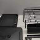 Kitsure Large Dish Drying Rack - Extendable Dish Rack, Multifunctional Dish Rack for Kitchen Counter, Anti-Rust Dish Drainers with Cutlery & Cup Holders 19.2"-26.7" L x 12.9" W, Black (Standard)