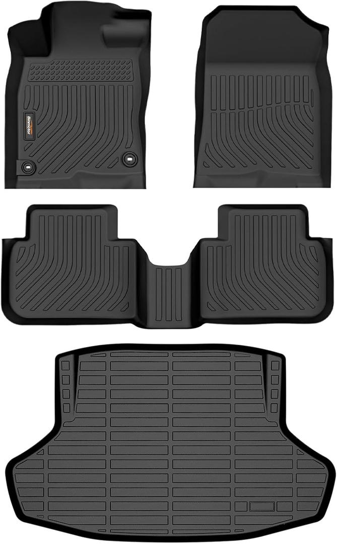 Binmotor-Floor Mats & Cargo Liner for Honda Civic 2022-2026 Sedan Sport/LX/Si (2nd Row with USB Ports), All Weather Car Floor Trunk Mat for Honda Civic Accessories, Not for Hatchback/Hybrid