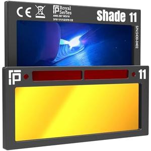 The King Single 2.0 | Shade 11 Gold Auto Darkening Welding Lens | 20A TIG Rating - No Flashing | 2" X 4.25" X 0.2" | Gold Welding Lens - Blue Puddle | Ridge Products Royal Series 2.0