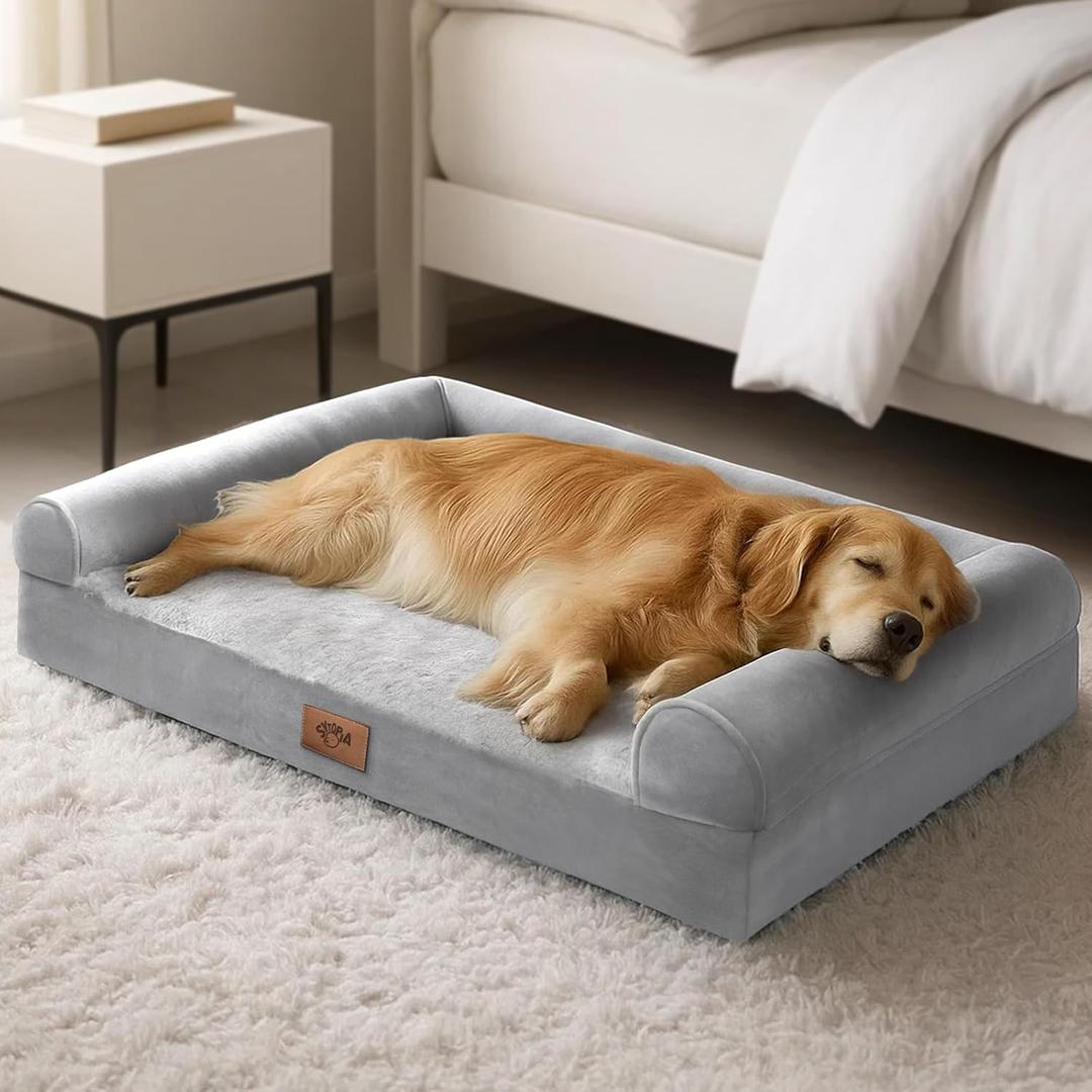 Sytopia Chew Proof Dog Bed 42 Inch Orthopedic for Large Dogs, Indestructible Dog Bed Washable Extra Large Pet Bed with Removable Cover and Anti-Slip Bottom - XL